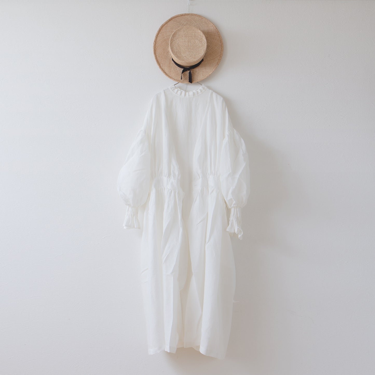 Cache-Coeur 褶皺兩用洋裝 - 法國亞麻/米白色