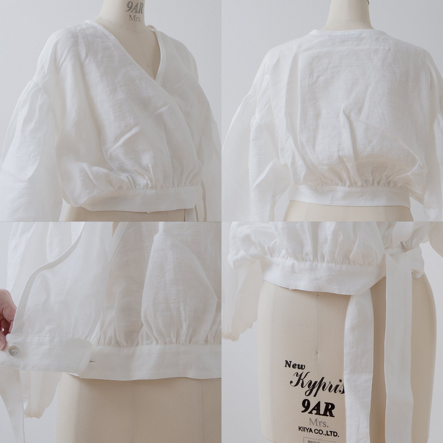 Cache-Coeur 褶皺兩用襯衫 - 法國亞麻/米白色