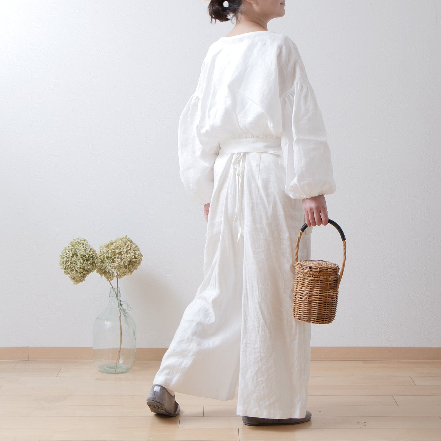 Cache-Coeur 褶皺兩用襯衫 - 法國亞麻/米白色