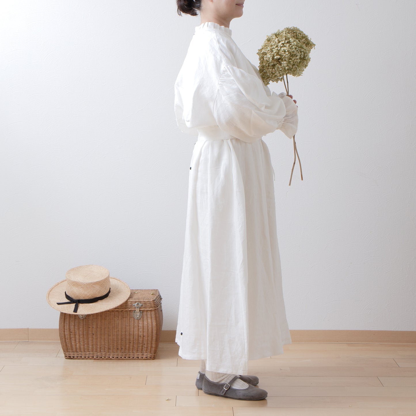 Cache-Coeur 褶皺兩用襯衫 - 法國亞麻/米白色