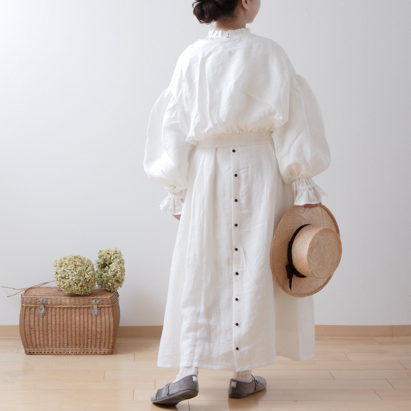 Cache-Coeur 褶皺兩用襯衫 - 法國亞麻/米白色