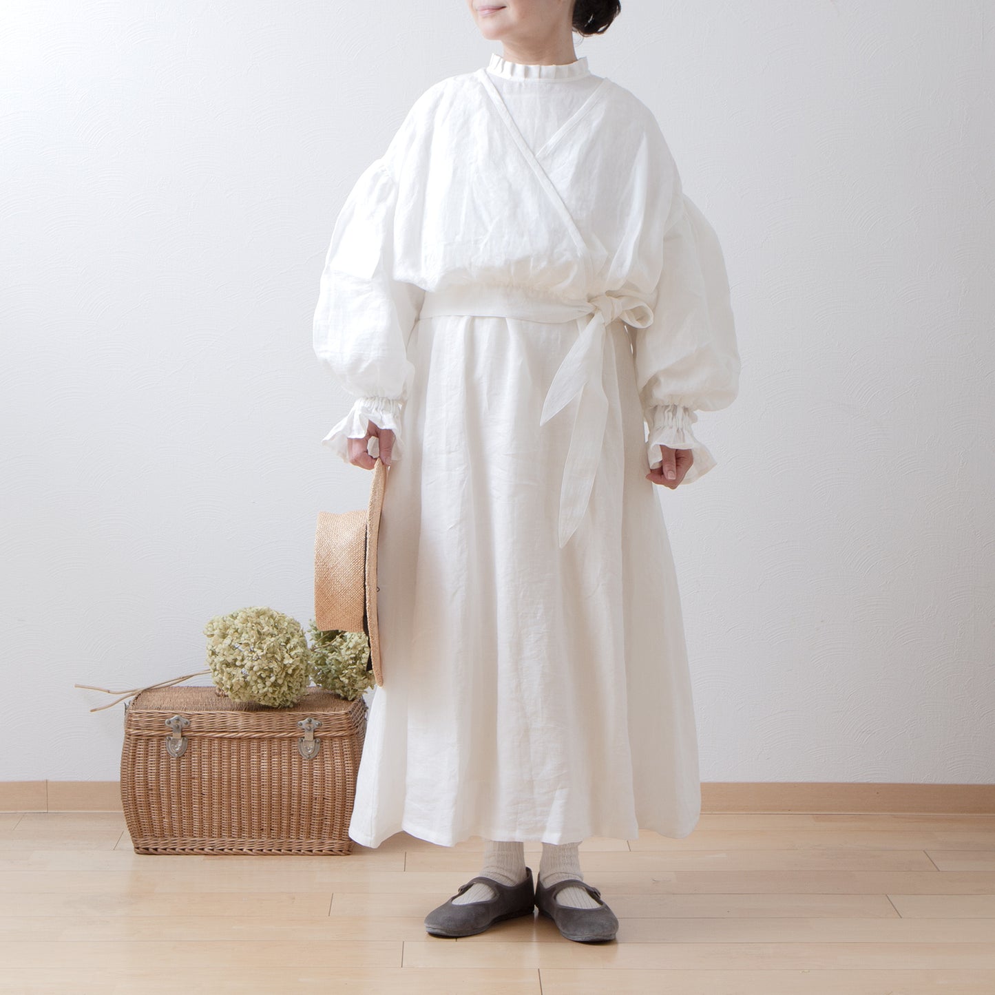 Cache-Coeur 褶皺兩用襯衫 - 法國亞麻/米白色