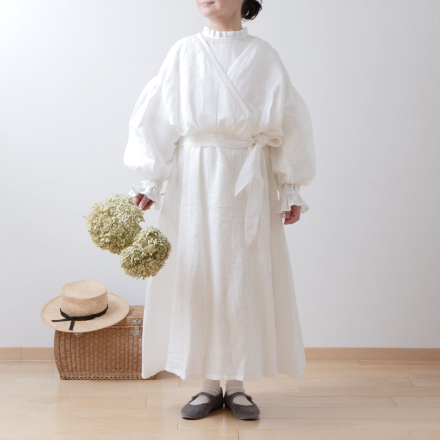 Cache-Coeur 褶皺兩用襯衫 - 法國亞麻/米白色