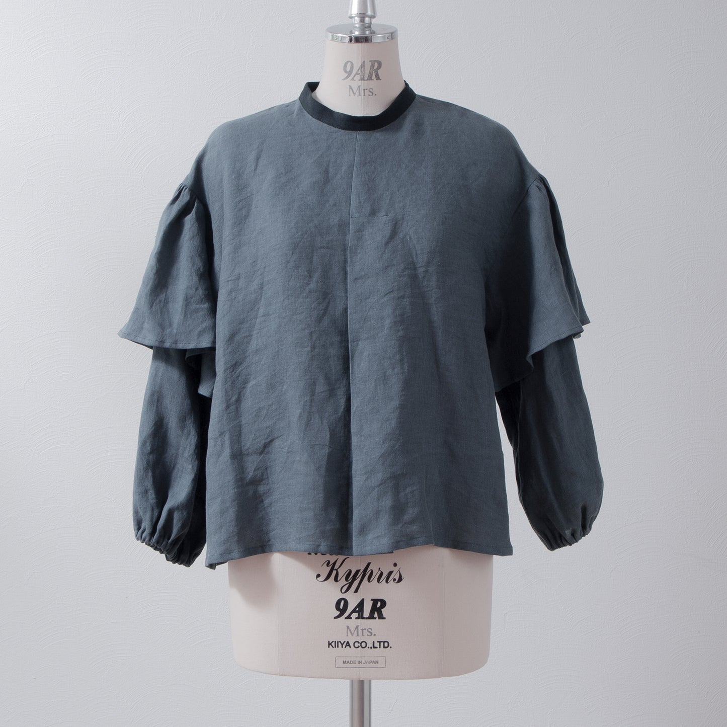 Double sleeve linen blouse/gray