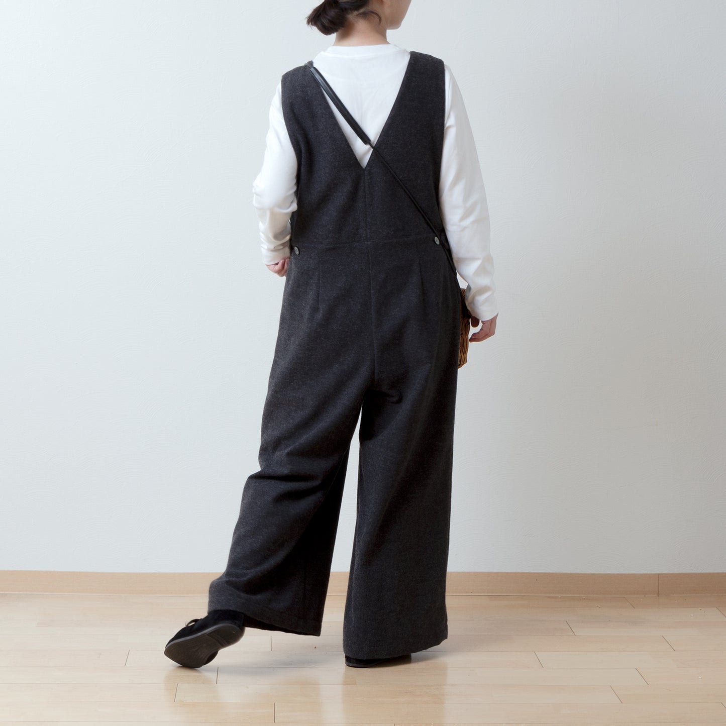 冬季寬褲 - 羊毛人字紋/炭灰色