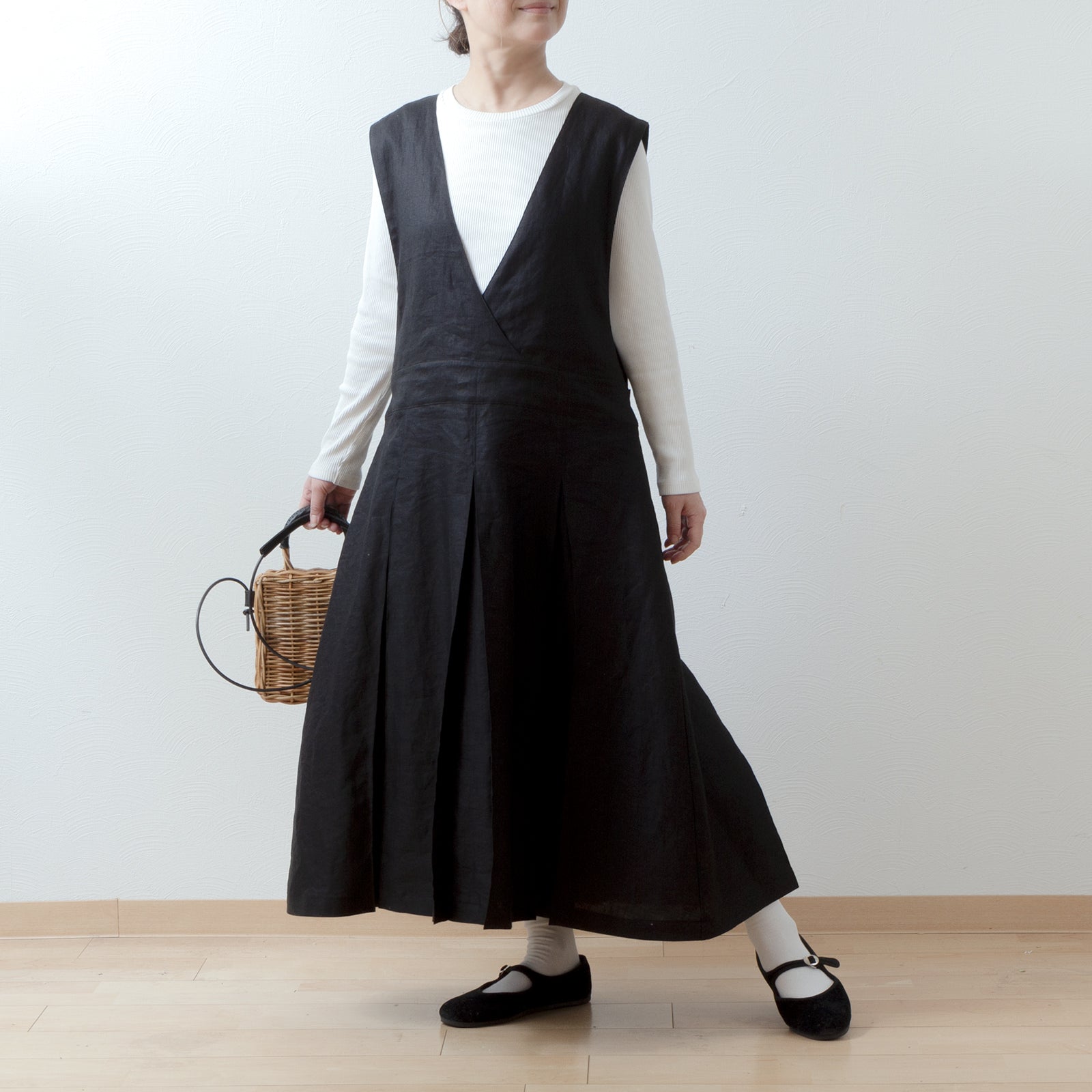 OUR カシュクールワンピース　ブラック ユアーズ ur's カシュクールマーメイドラインニットワンピース