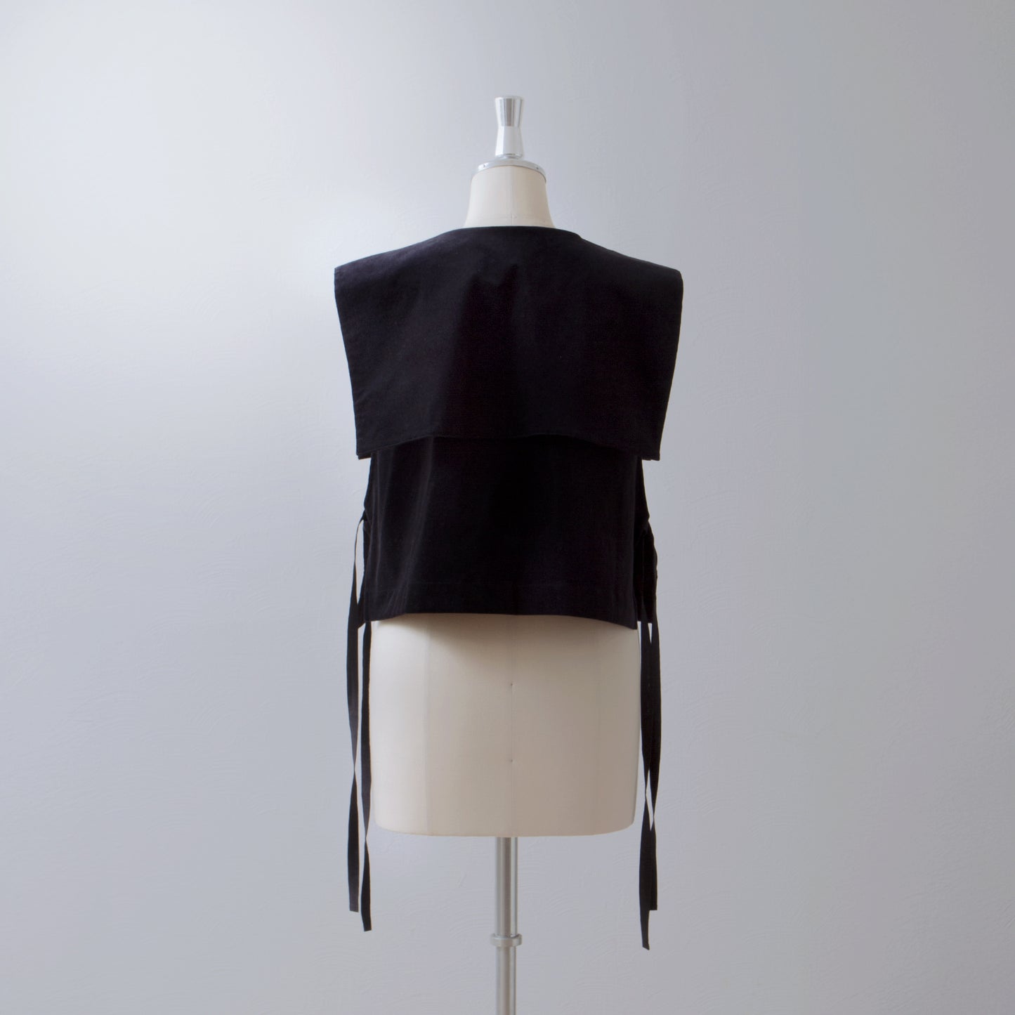 方領羊毛人字紋背心/炭灰色