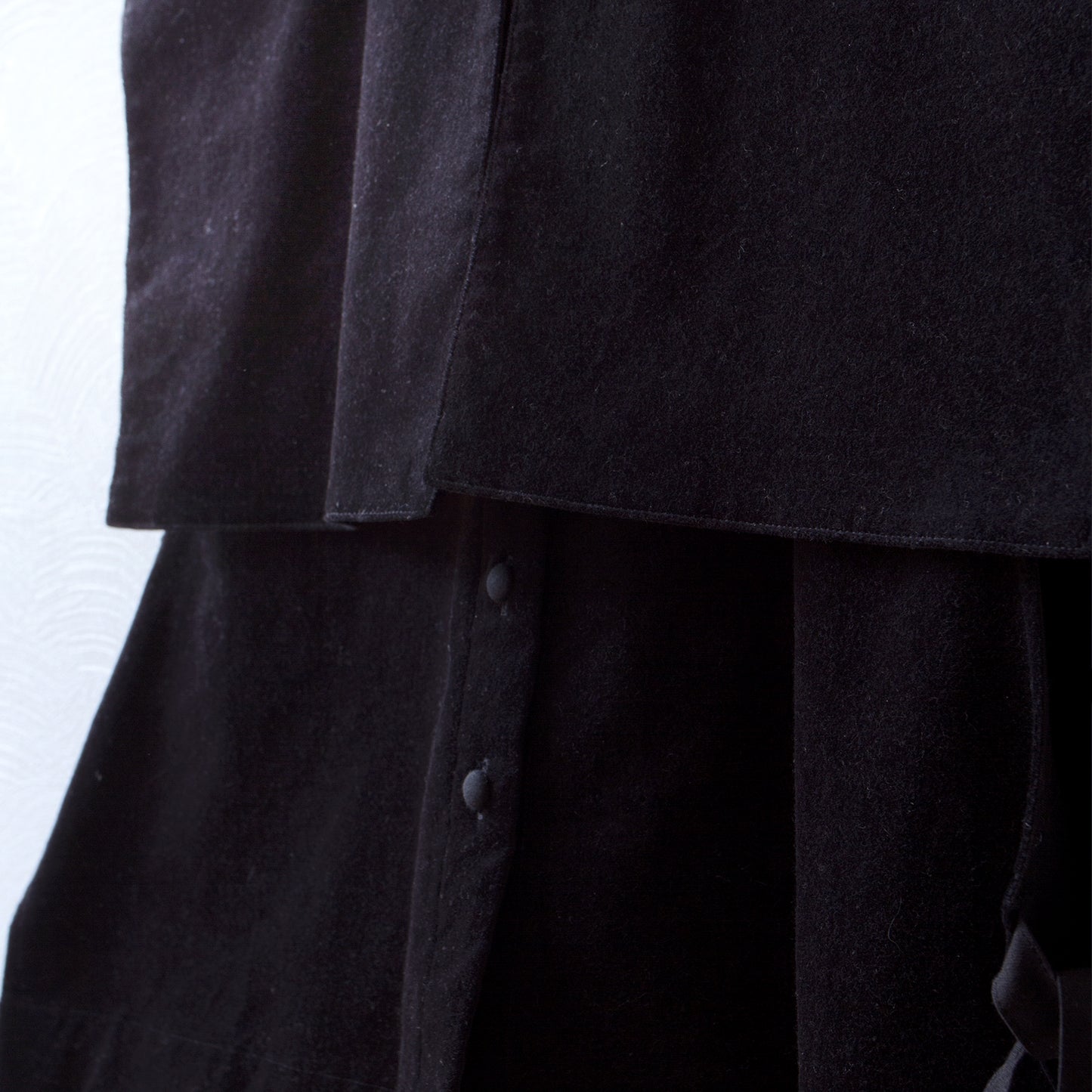 方領羊毛人字紋背心/炭灰色