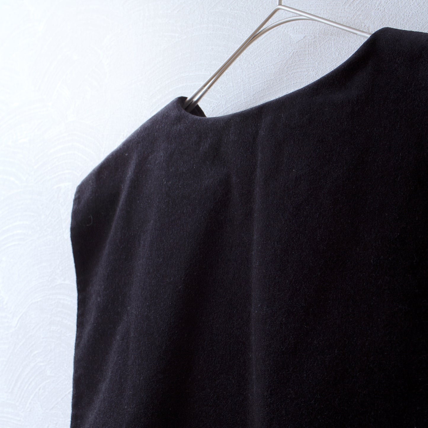 方領羊毛人字紋背心/炭灰色