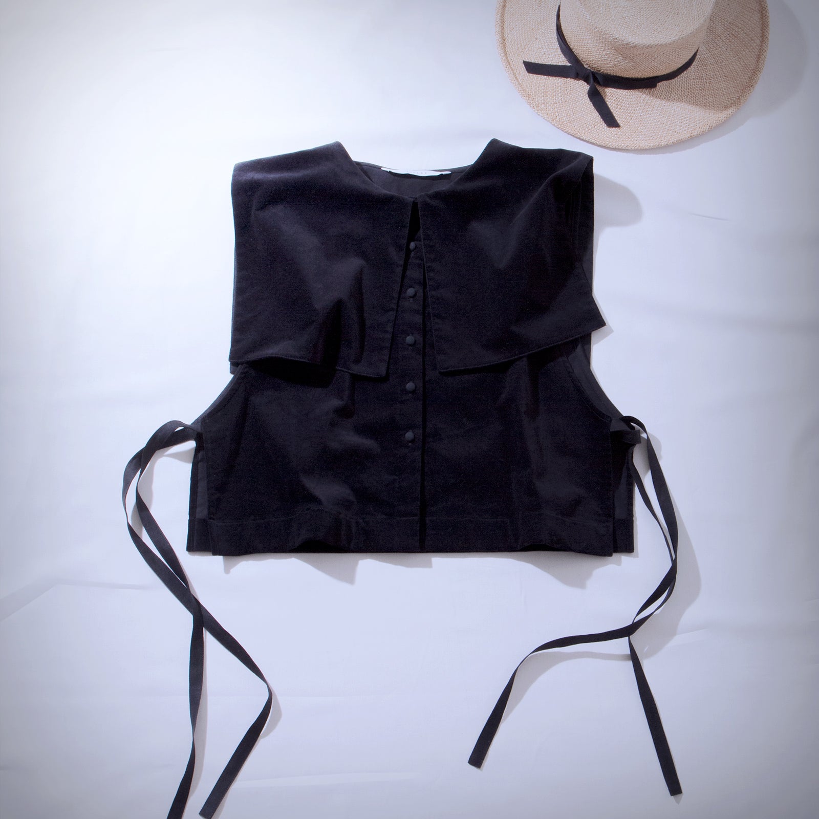 別珍スクエアカラーベスト/ブラック – liplne