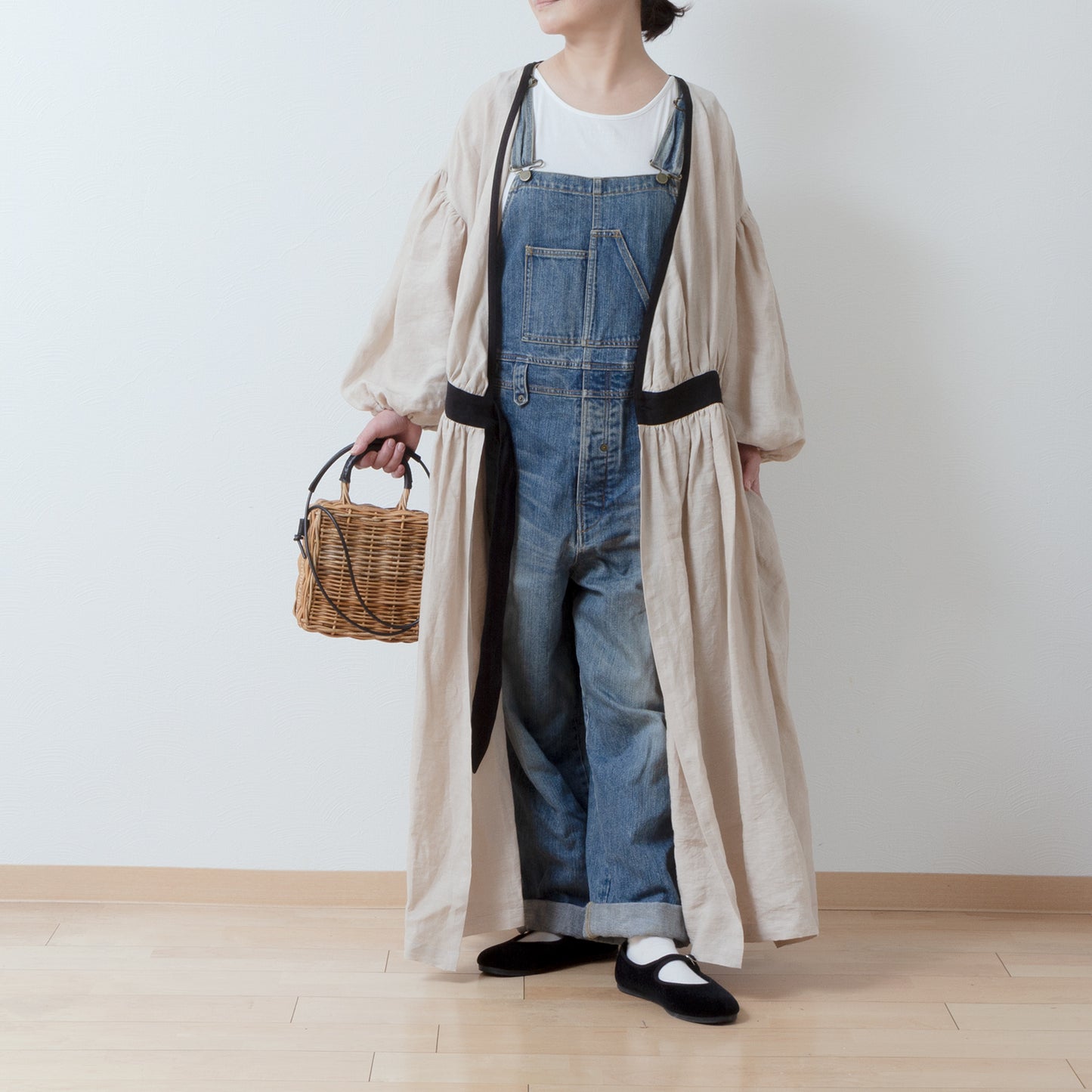 *雑誌ナチュリラ掲載中*カシュクールギャザー2wayワンピース-フレンチリネン/ベージュ