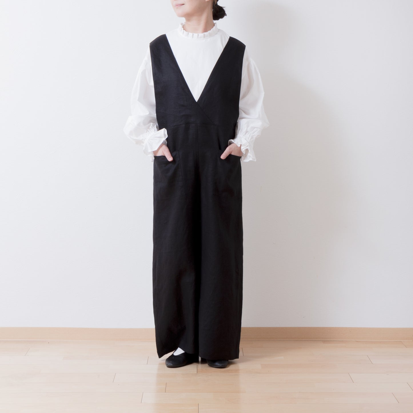 成人寬褲 - 亞麻色/黑色