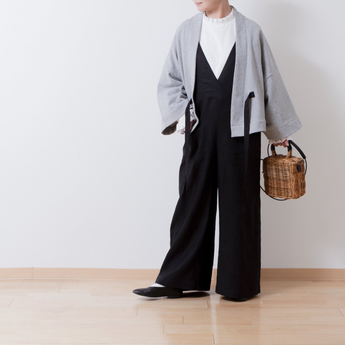 成人寬褲 - 亞麻色/黑色