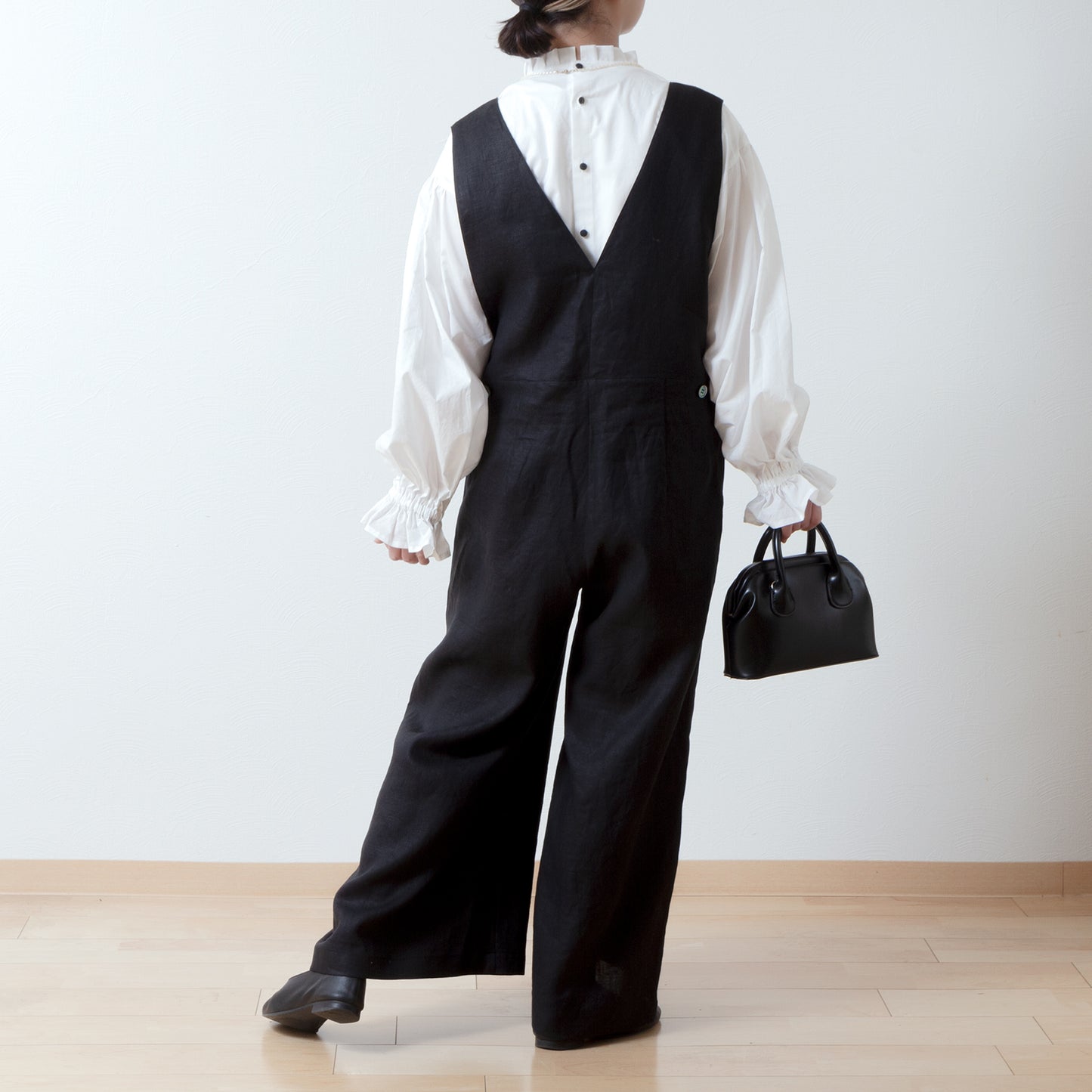 成人寬褲 - 亞麻色/黑色