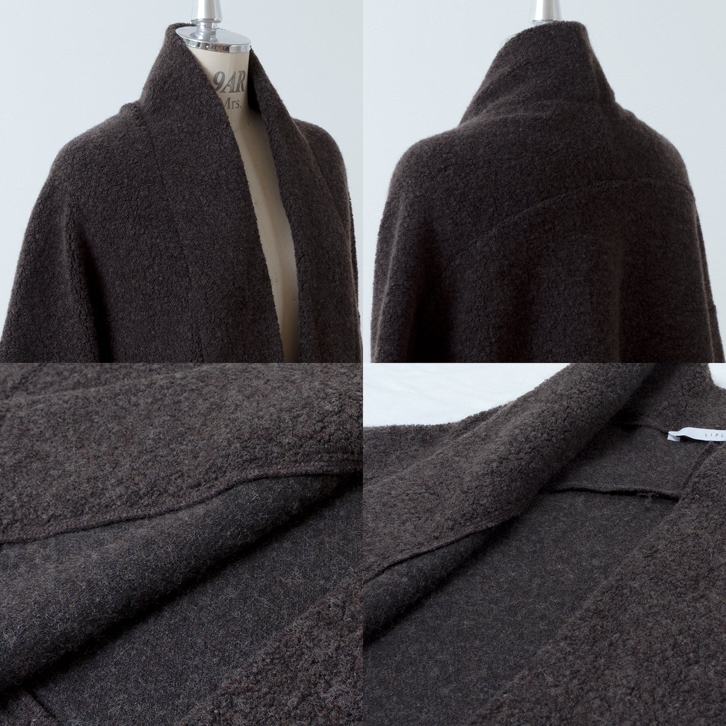 優質羊毛圍巾披肩開襟衫/深棕色