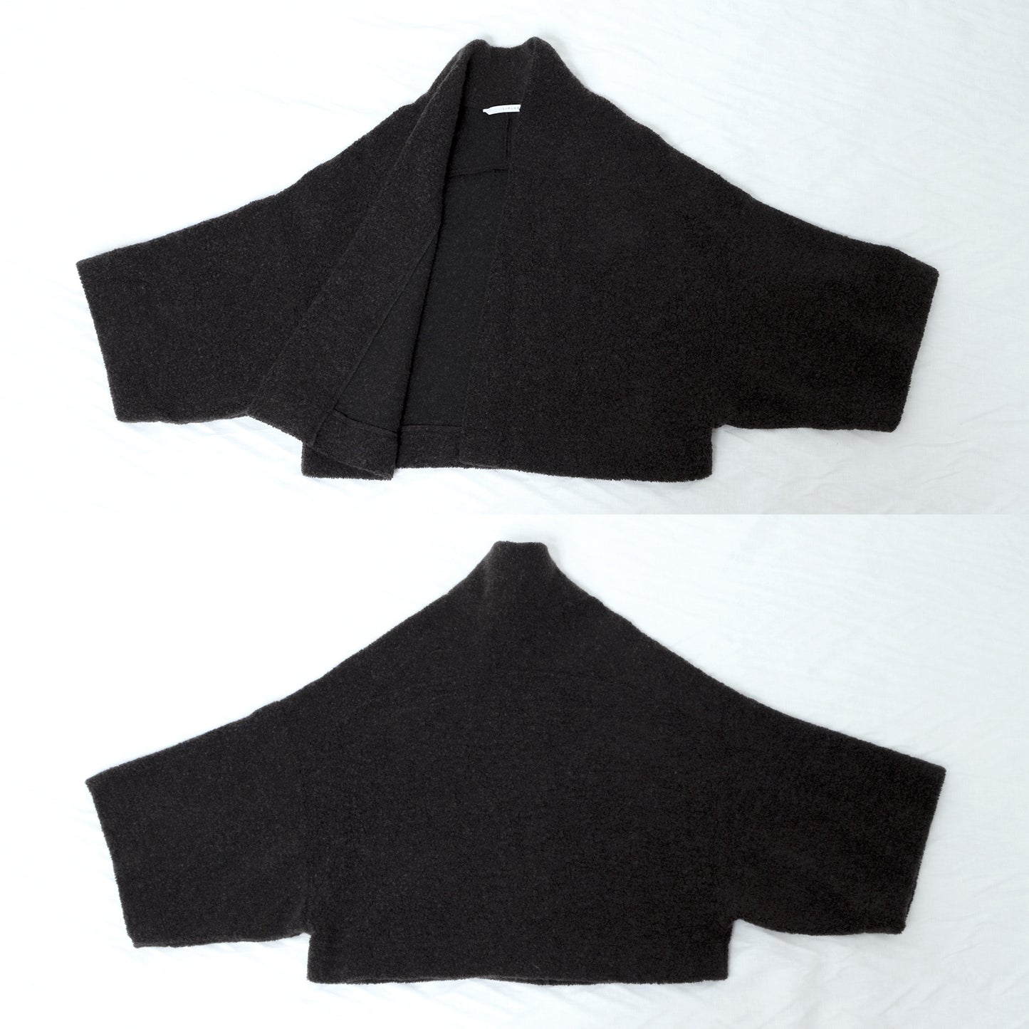 優質羊毛圍巾披肩開襟衫/深棕色