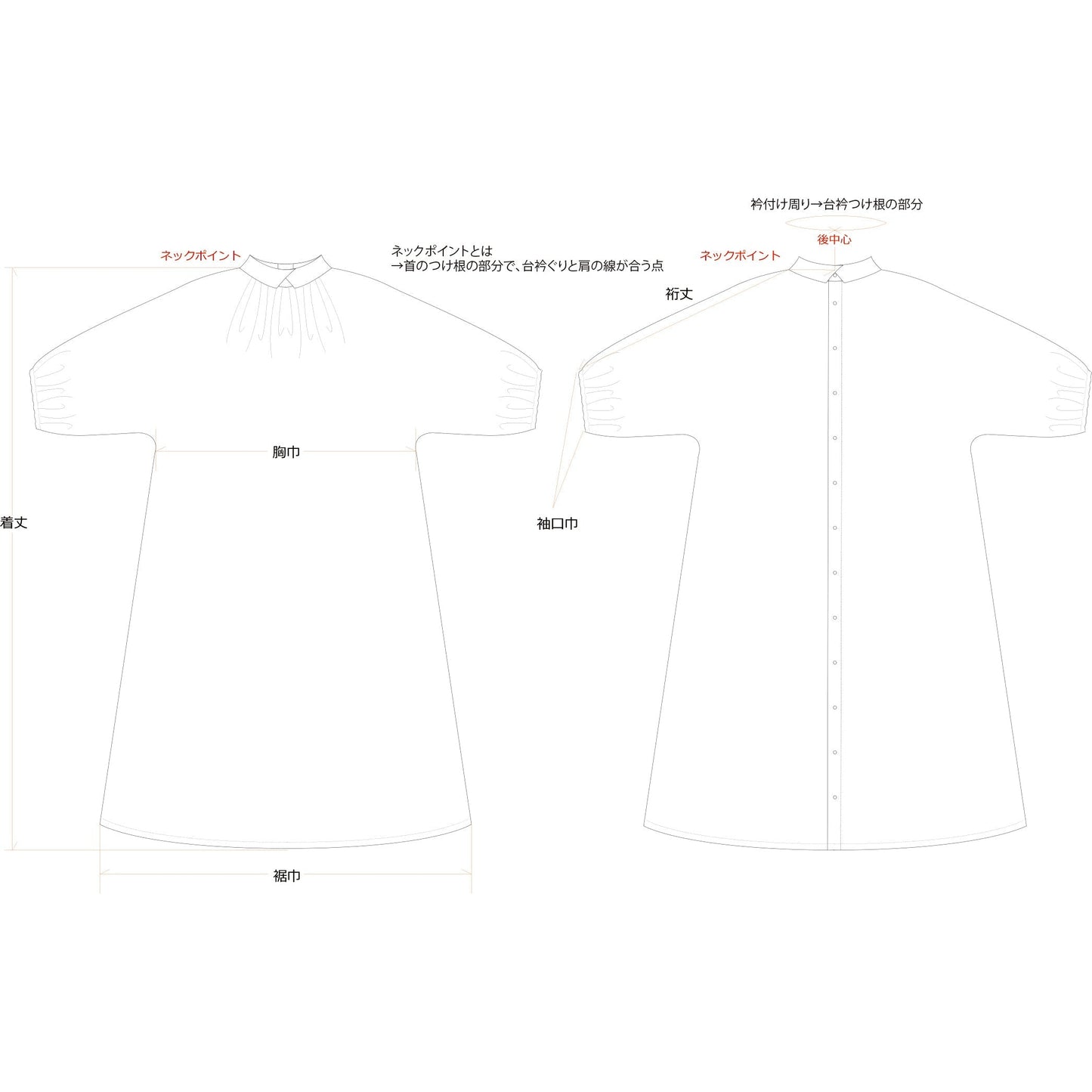 優雅可愛的法國亞麻 A 字形連身裙,配有牧師領、寬大的袖子和後蓋扣/灰色牧師