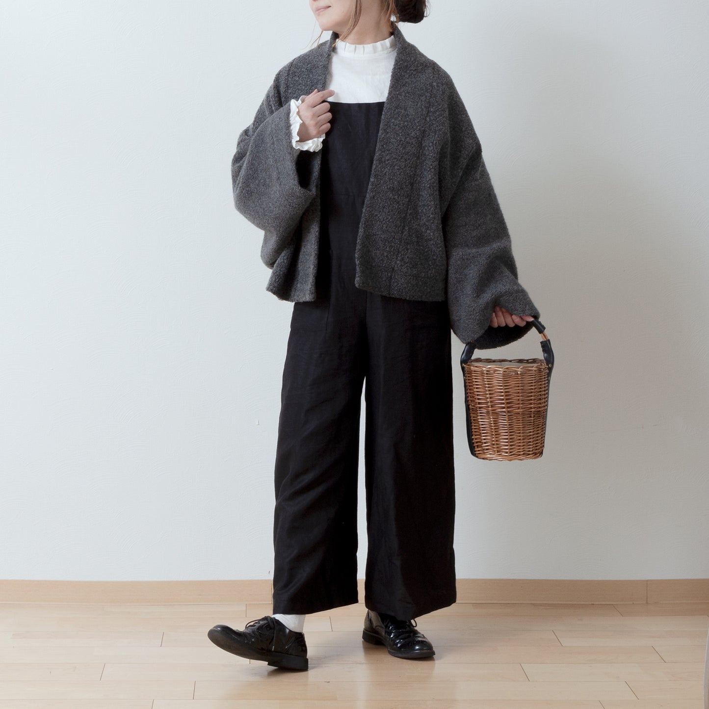 優質羊毛圍巾披肩開襟衫/上衣灰色