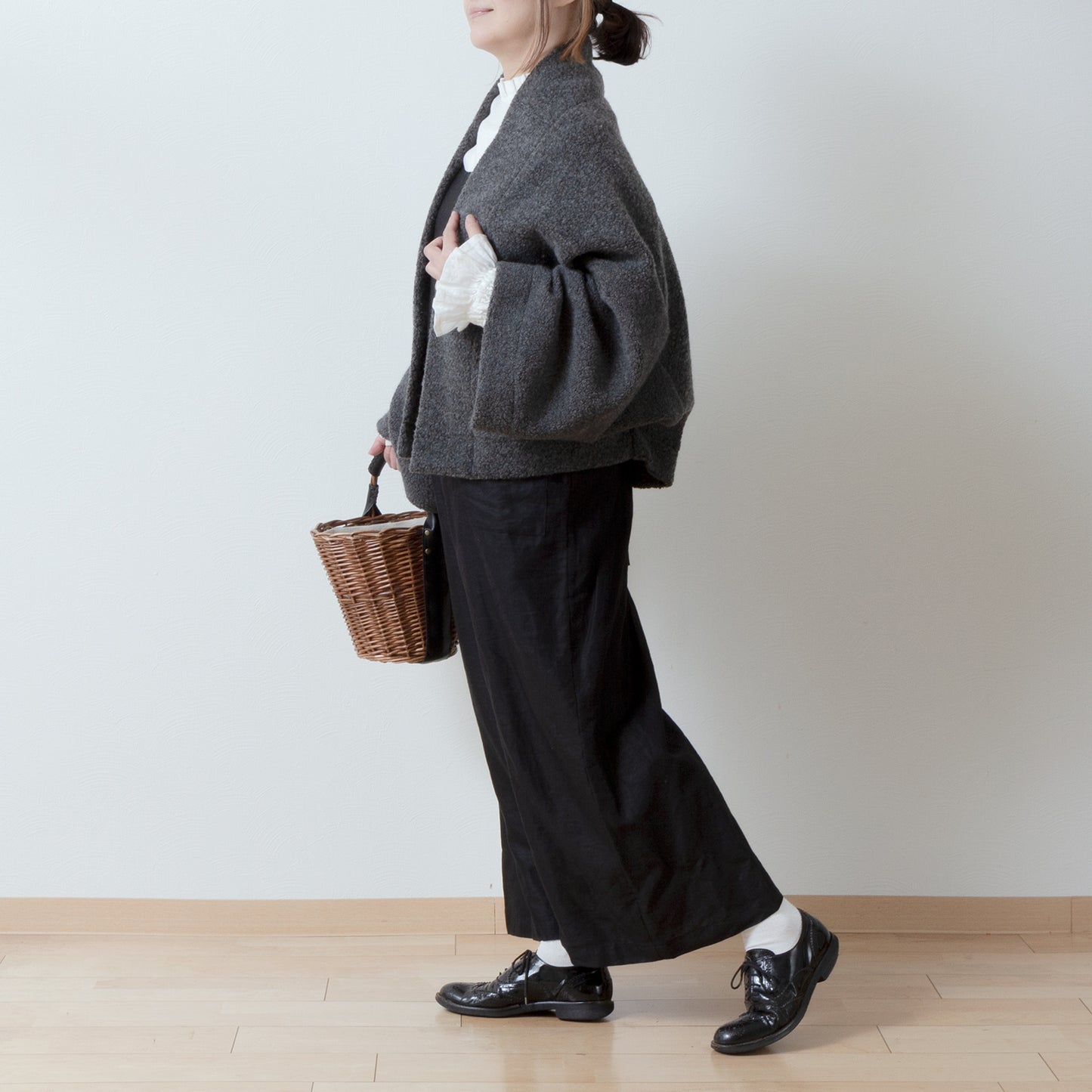 優質羊毛圍巾披肩開襟衫/上衣灰色