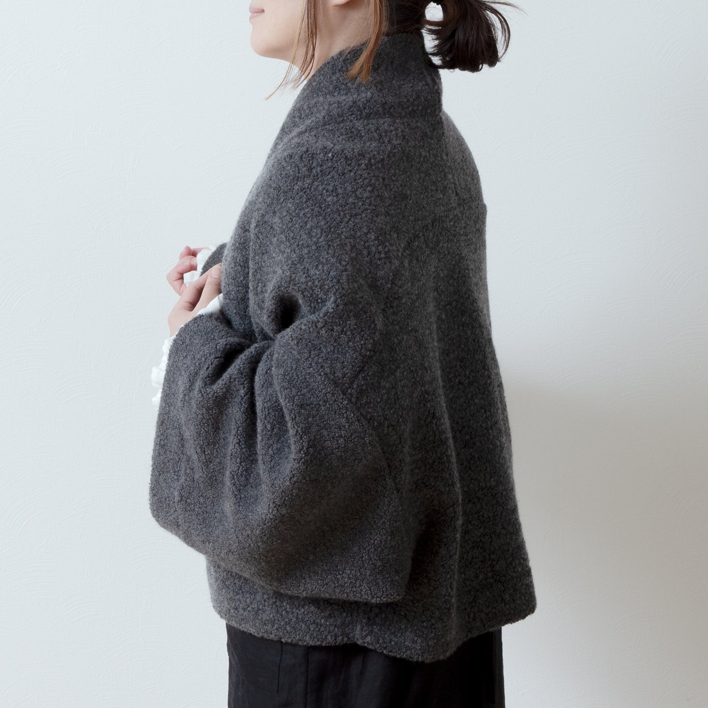 優質羊毛圍巾披肩開襟衫/上衣灰色