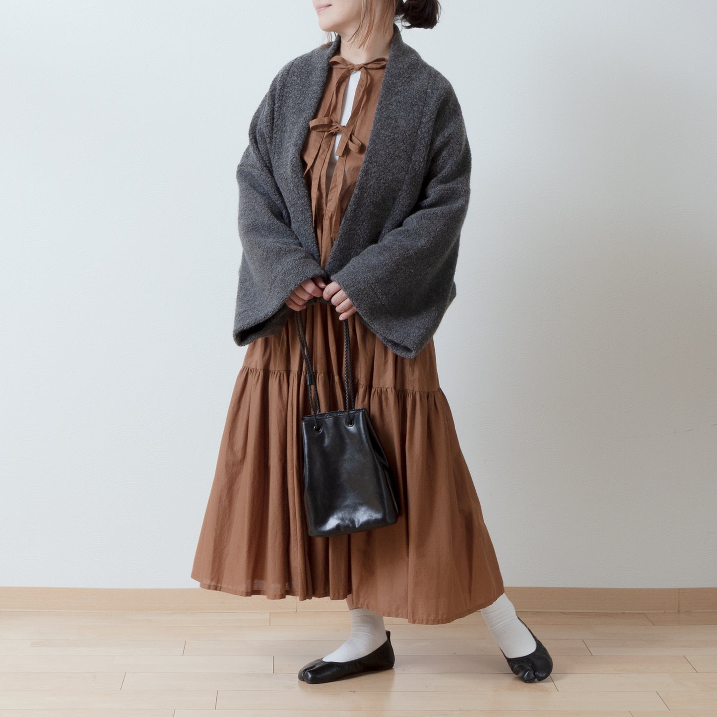 優質羊毛圍巾披肩開襟衫/上衣灰色