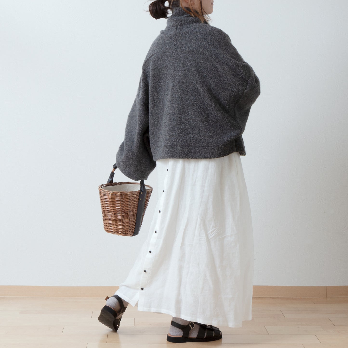 優質羊毛圍巾披肩開襟衫/上衣灰色