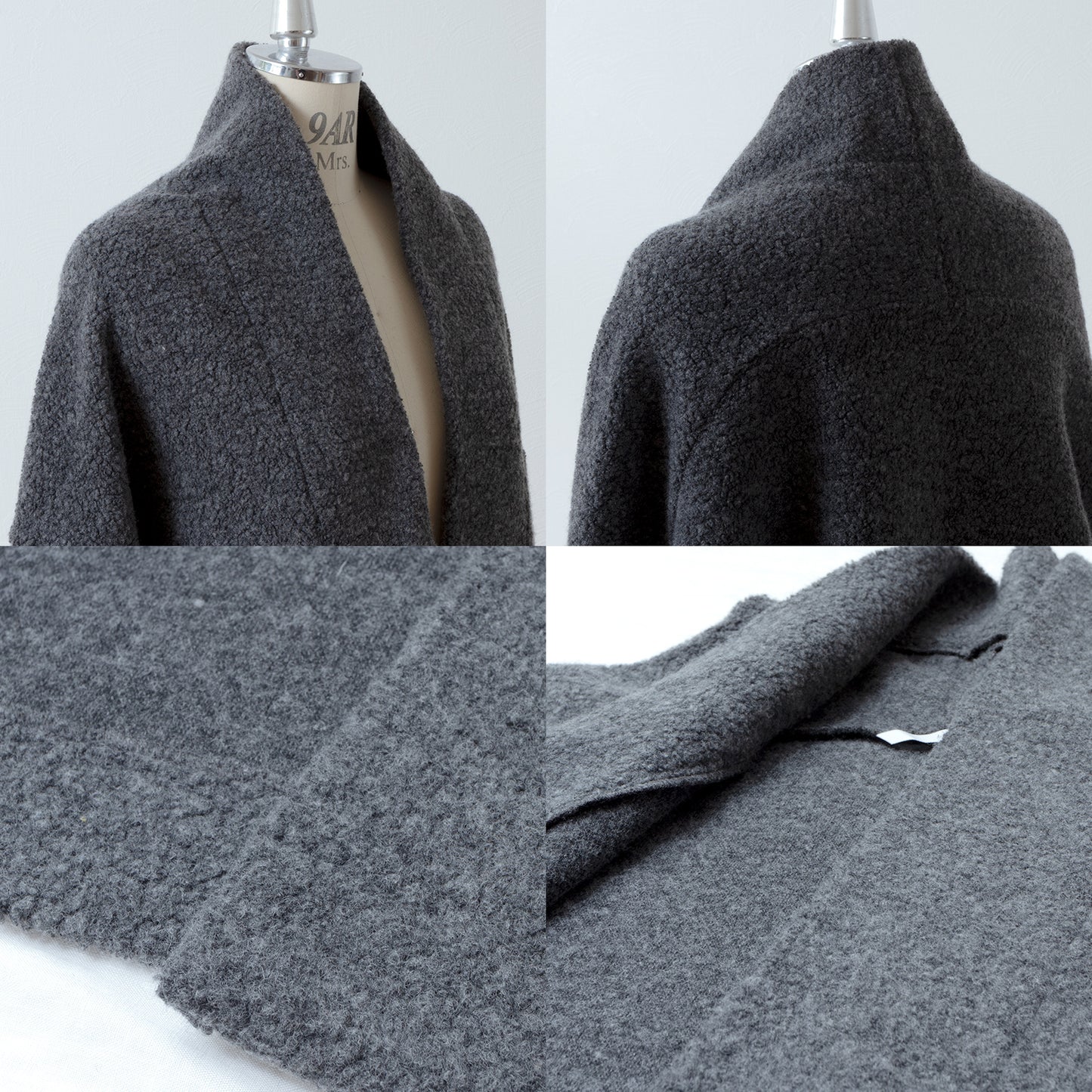優質羊毛圍巾披肩開襟衫/上衣灰色