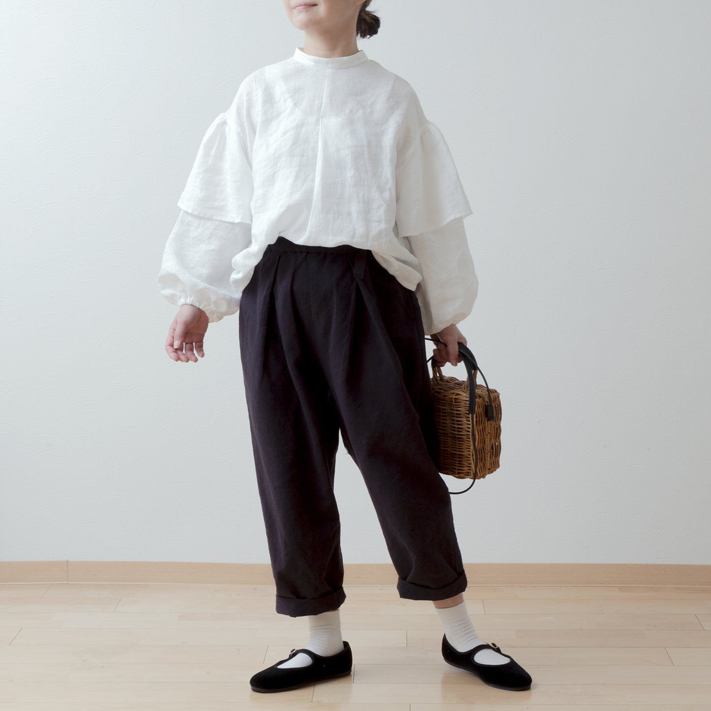 雙袖亞麻襯衫/米白色