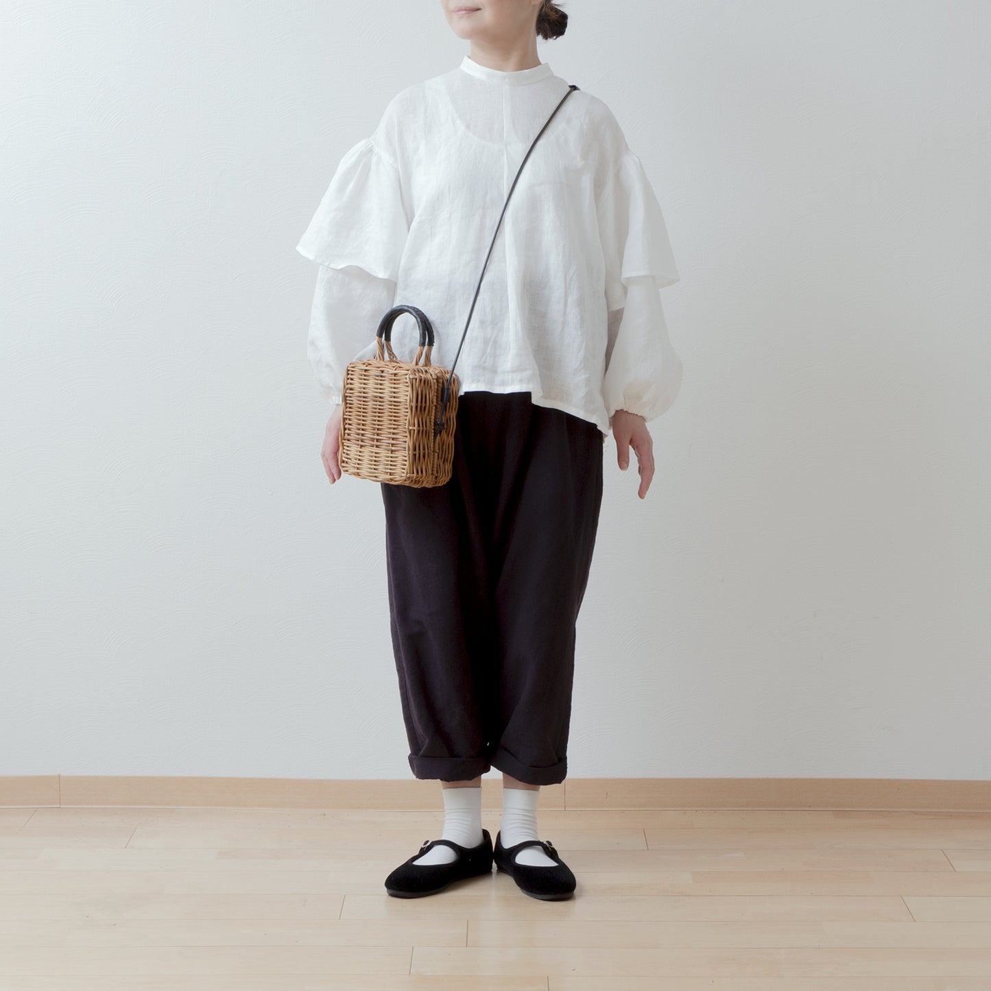 雙袖亞麻襯衫/米白色