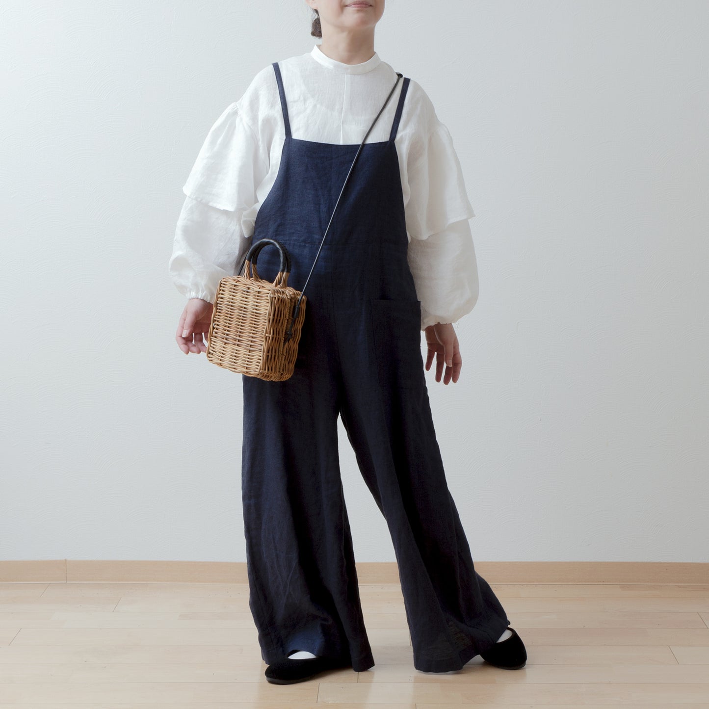 雙袖亞麻襯衫/米白色