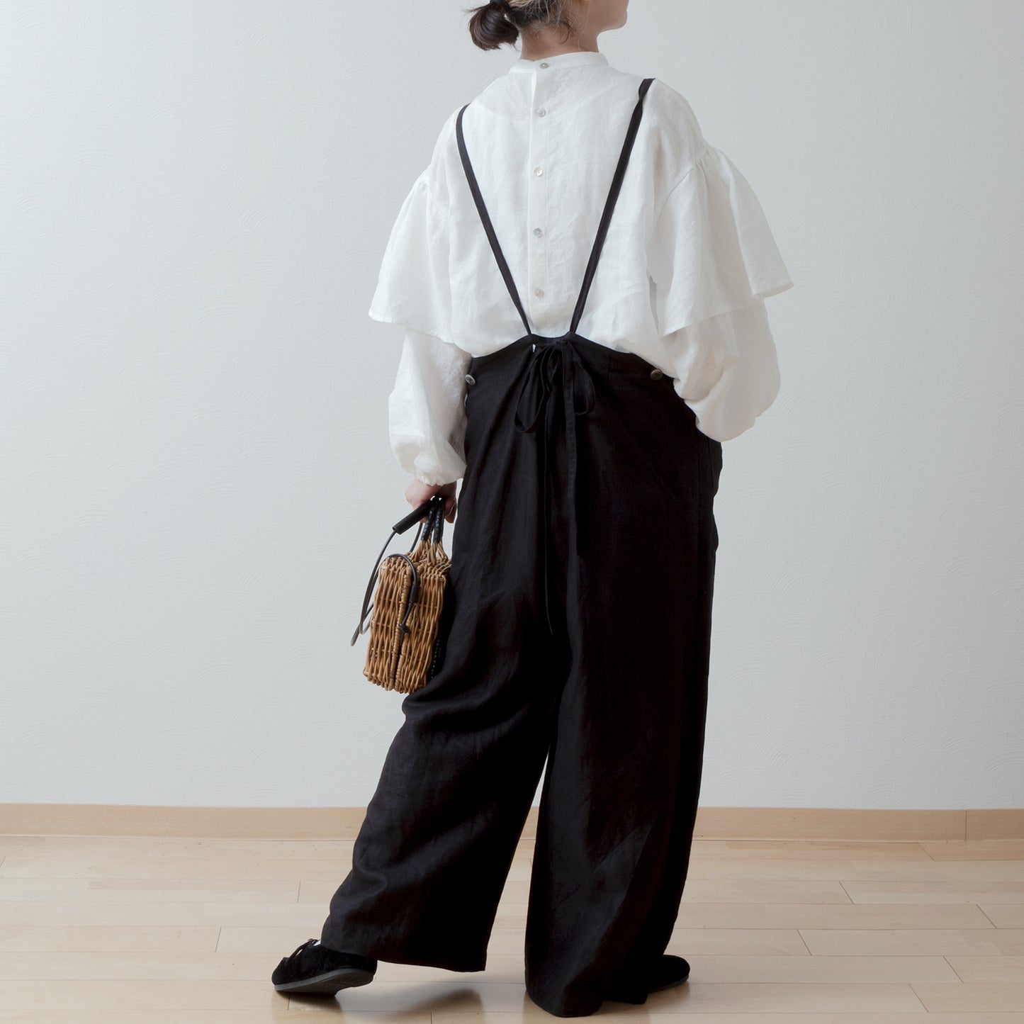 雙袖亞麻襯衫/米白色