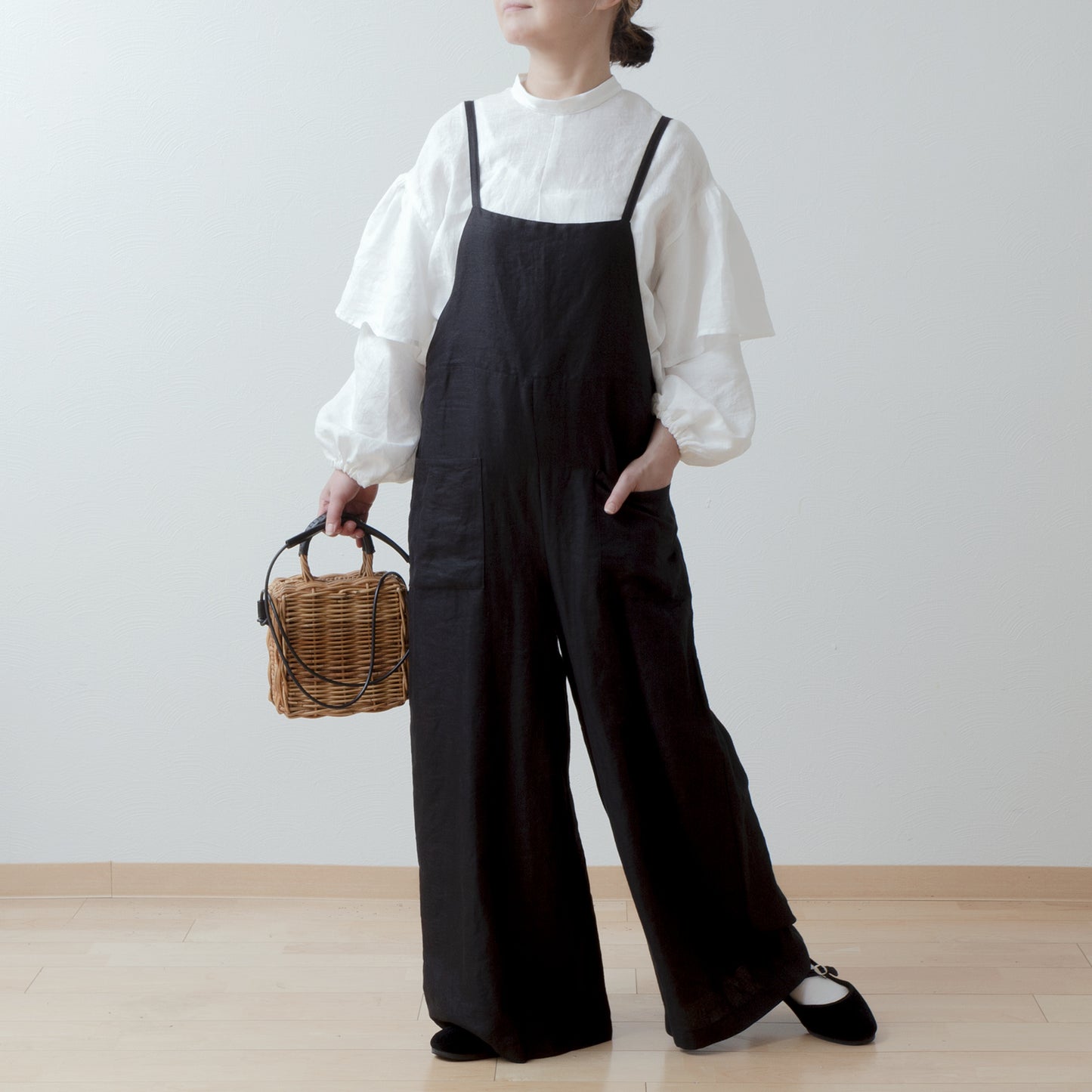 雙袖亞麻襯衫/米白色