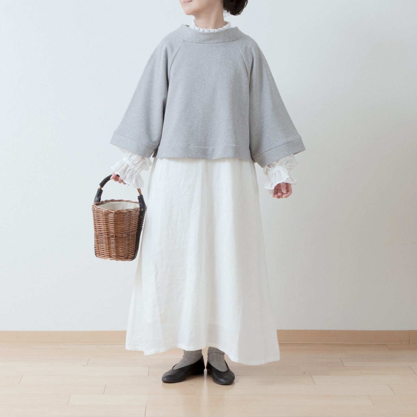 成人休閒棉質抓絨A字插肩套頭衫/上衣 灰色