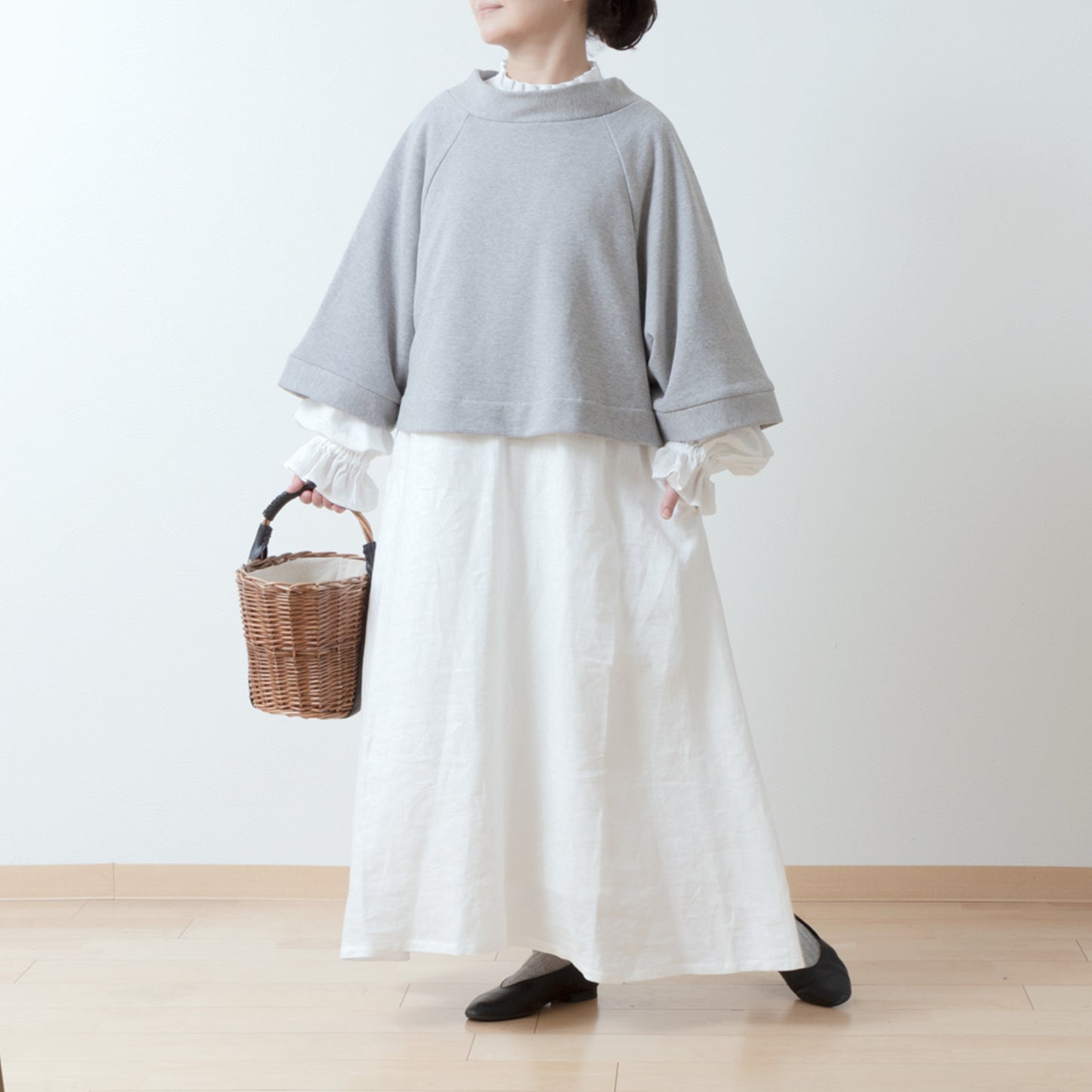 成人休閒棉質抓絨A字插肩套頭衫/上衣 灰色