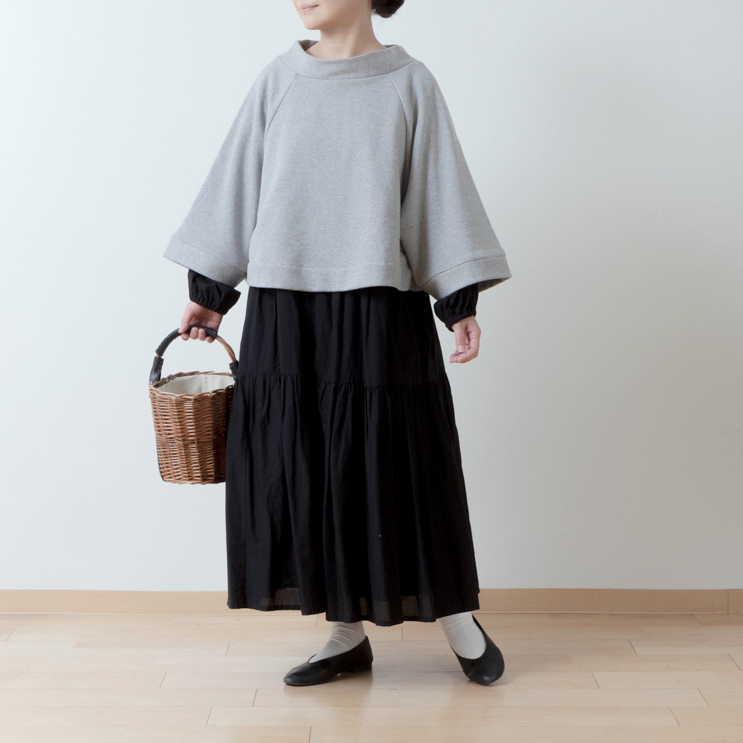 成人休閒棉質抓絨A字插肩套頭衫/上衣 灰色