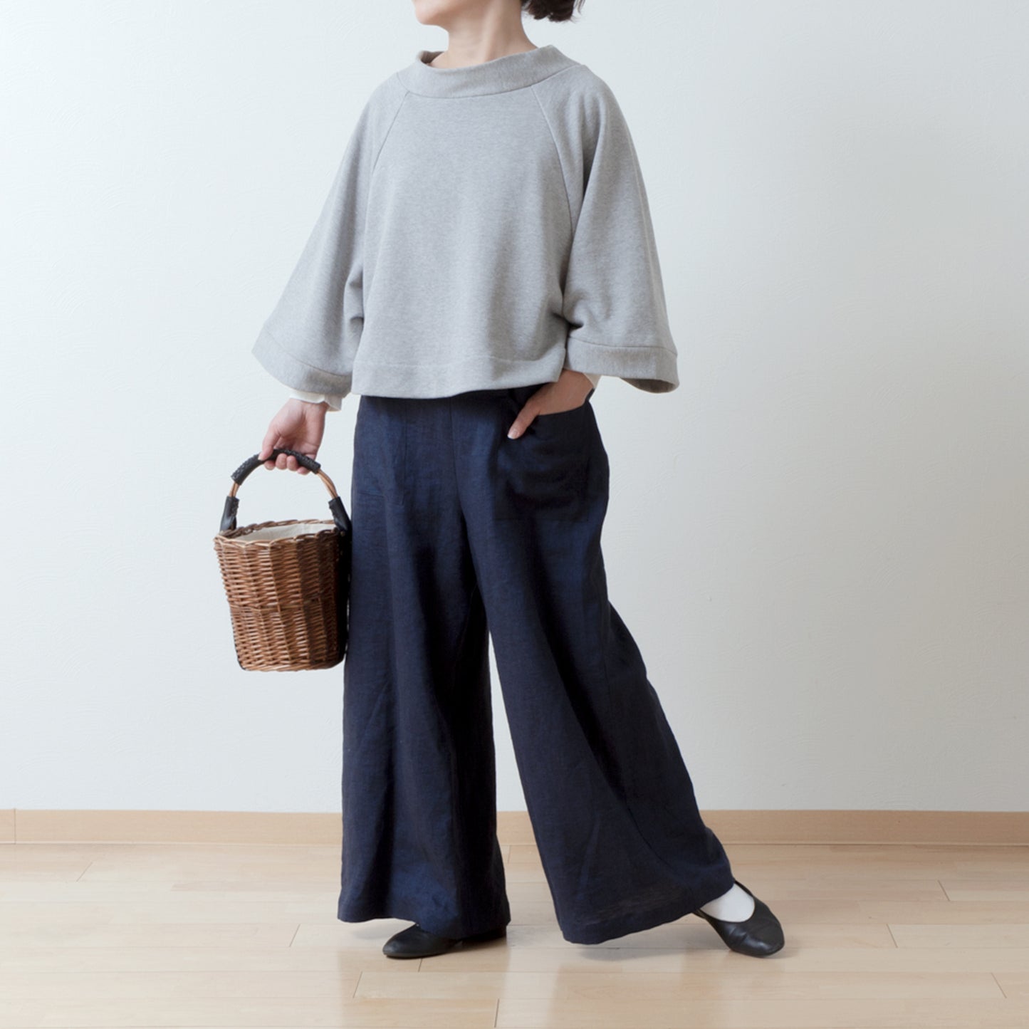 成人休閒棉質抓絨A字插肩套頭衫/上衣 灰色