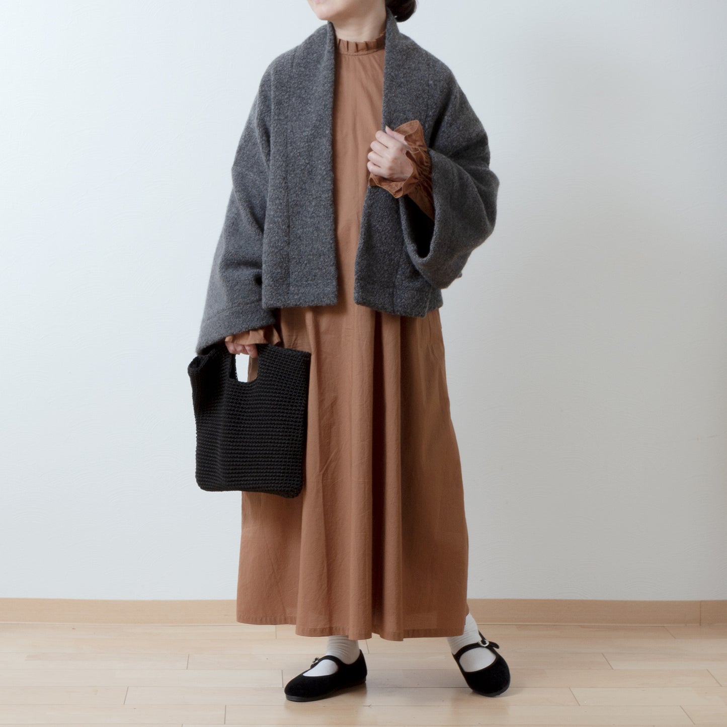 優質羊毛圍巾披肩開襟衫/上衣灰色