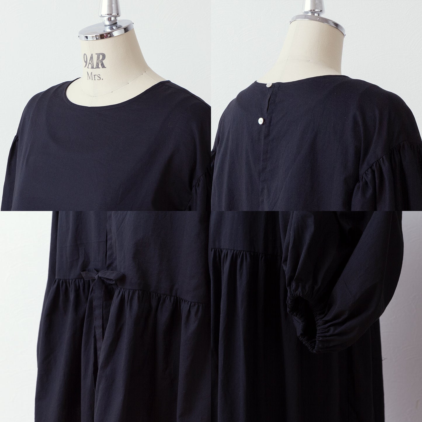 A cute and mature tiered 2-way blouse with plenty of gathers / Black