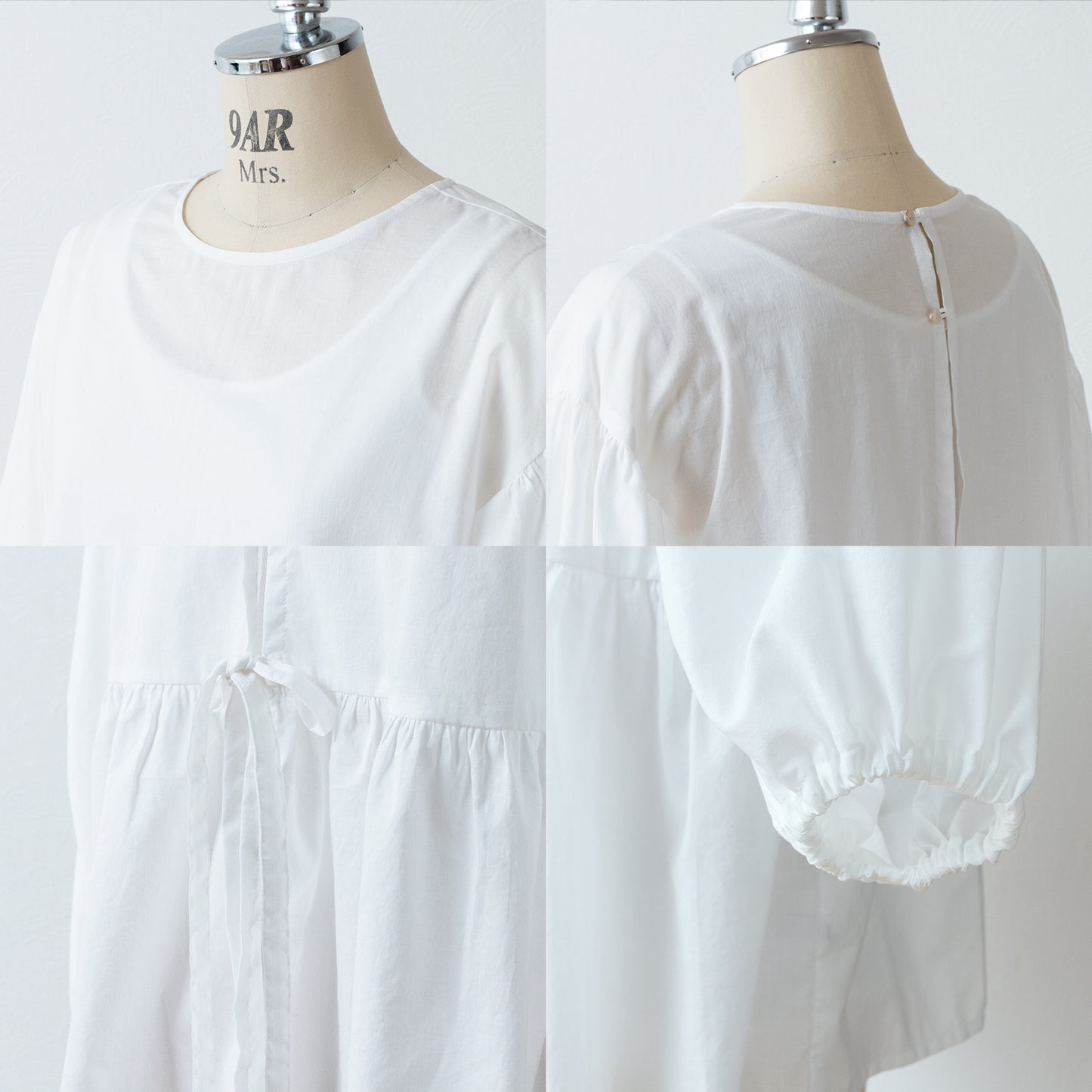 A cute and mature tiered 2-way blouse with plenty of gathers / off-white