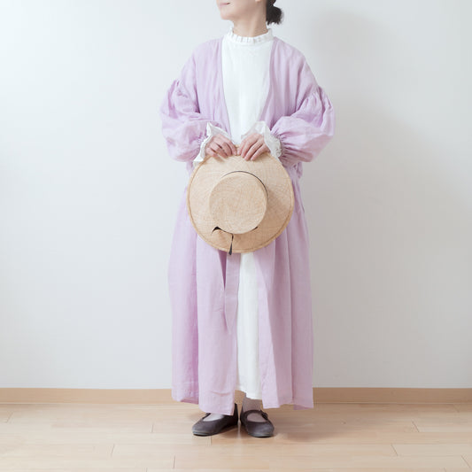 カシュクールギャザー2wayワンピース-フレンチリネン/ピンク