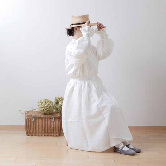 カシュクールギャザー2wayワンピース-フレンチリネン/オフホワイト