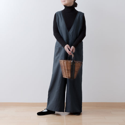 成人寬褲腰帶褲 - 亞麻色/灰色