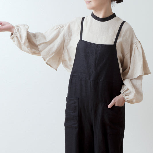 雙袖亞麻襯衫/米色