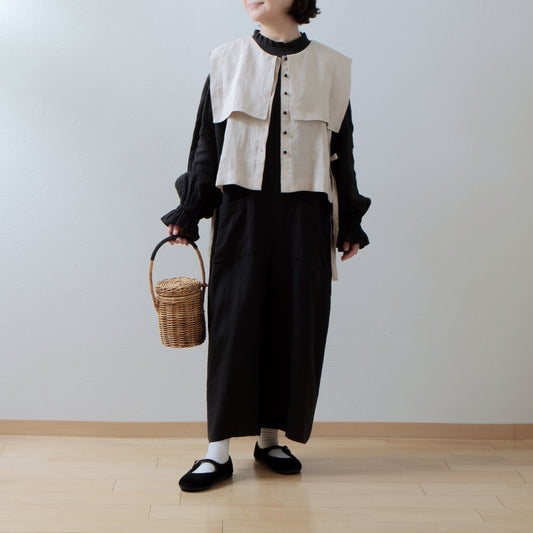 スクエアカラーリネンベスト/ベージュ