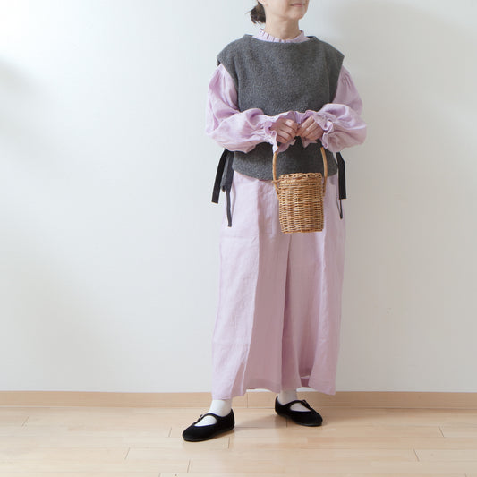 優質羊毛圍巾側開背心/上衣 灰色