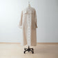 Yoke layer gathered sleeve linen dress/gray