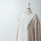 Yoke layer gathered sleeve linen dress/gray