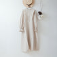 Yoke layer gathered sleeve linen dress/gray