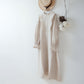 Yoke layer gathered sleeve linen dress/gray