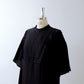 York Layered Flare Half-Sleeve Linen Dress/Black